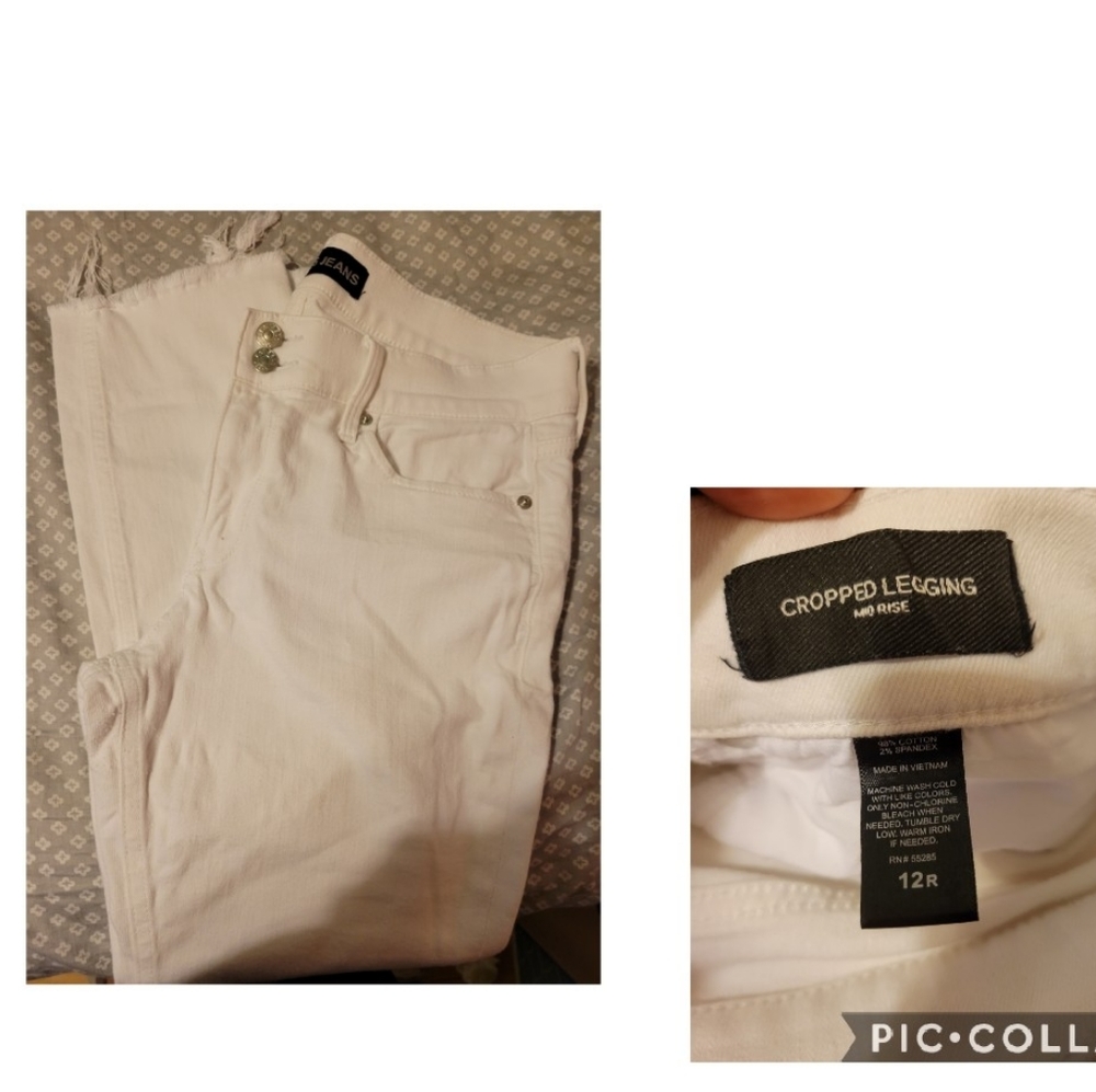 🌞 Crop distressed ankle white jeans 🌞